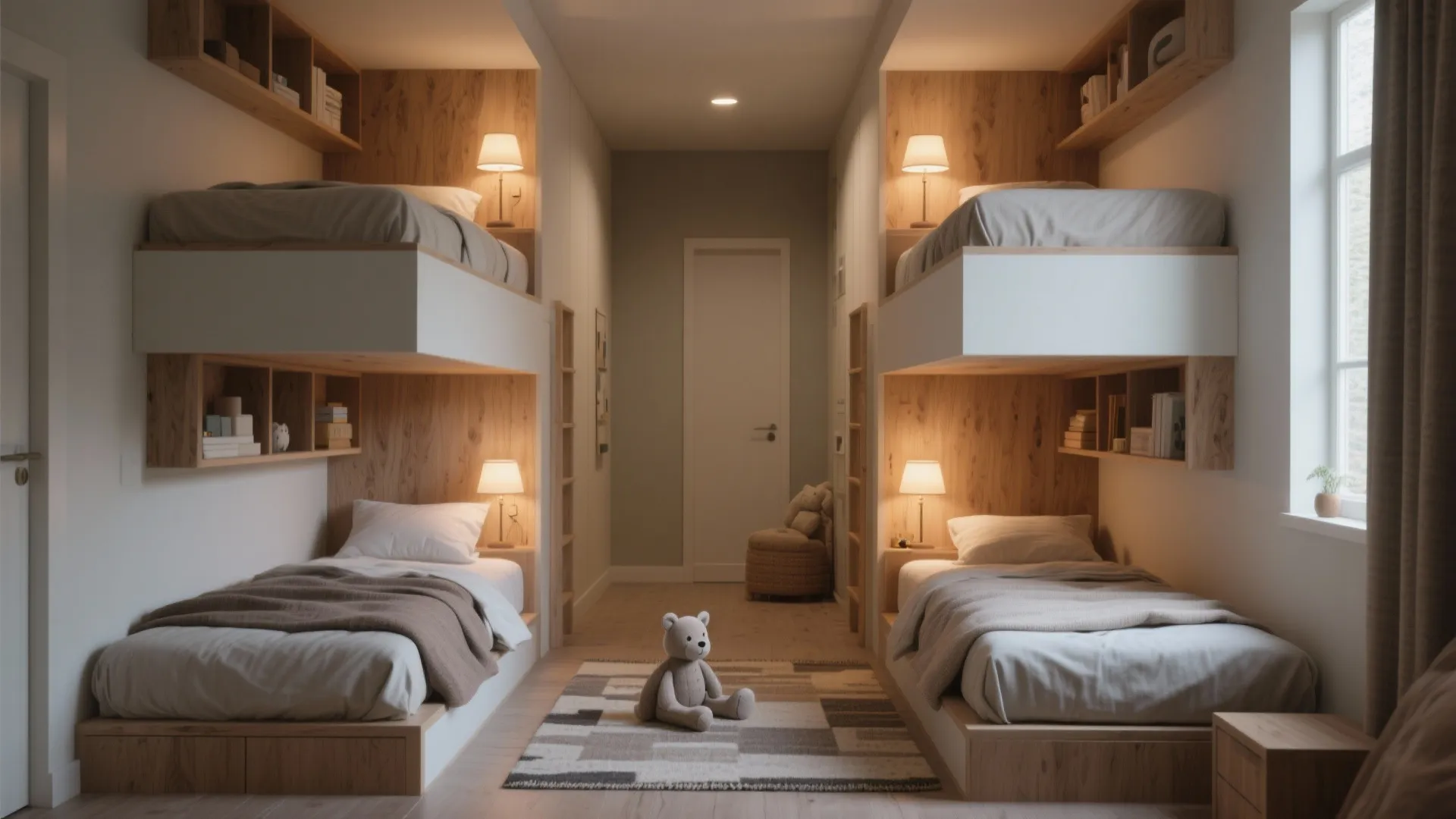 2. Bunk with a twist: staggered bunks for privacy