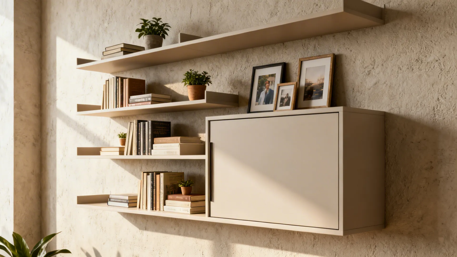 1. Floating Shelves in Staggered Layout