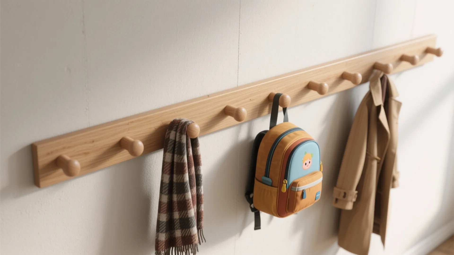 Slim peg rail with staggered heights