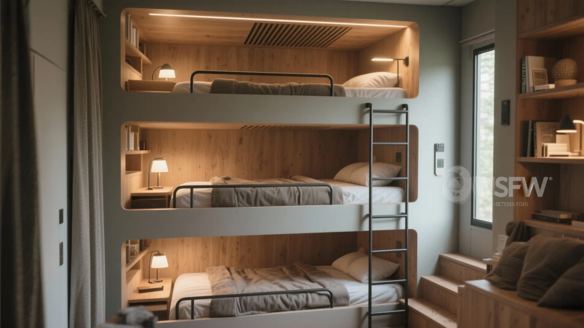 2. Triple bunk with staggered heights