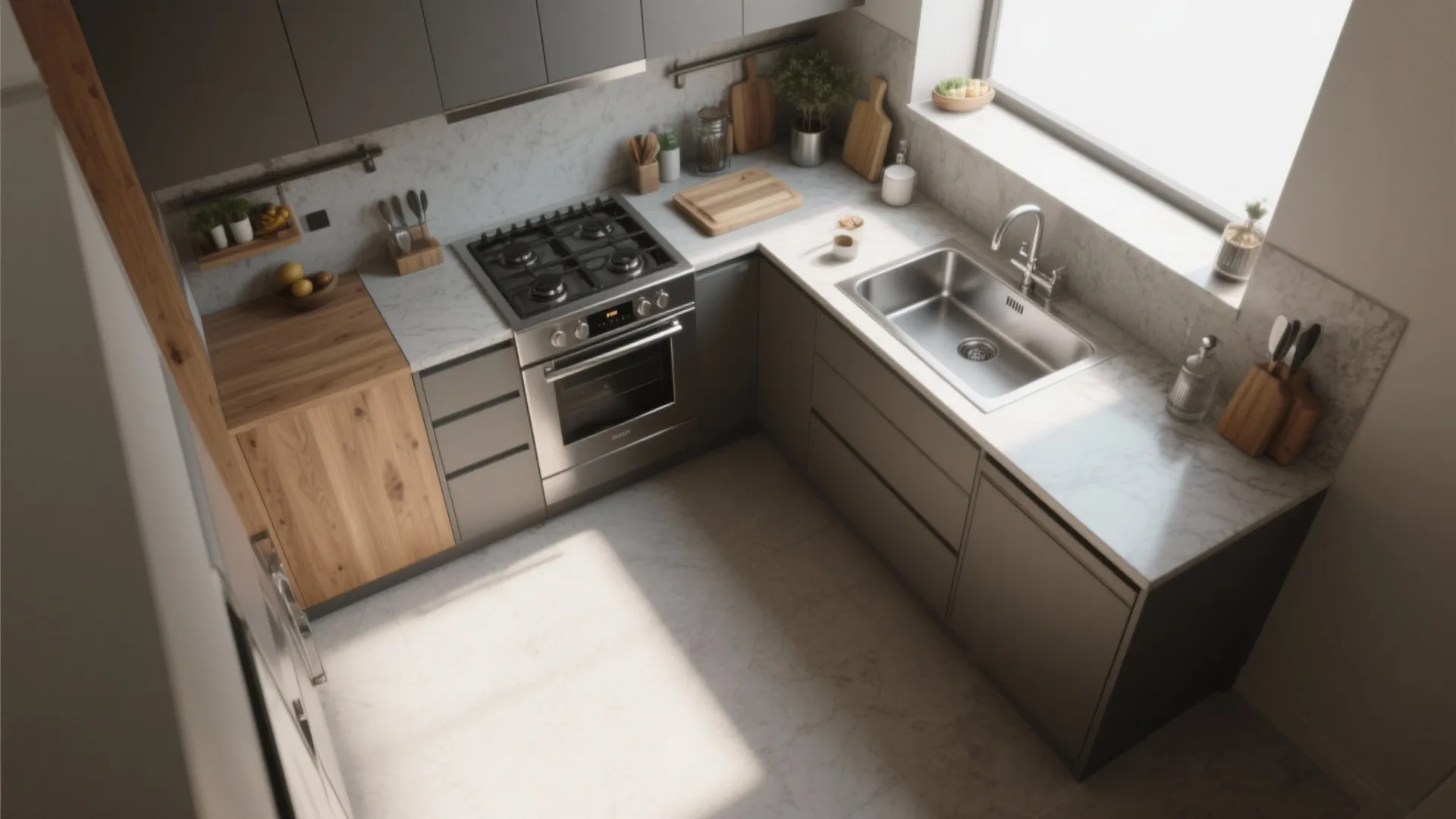 1. Rework the work triangle with staggered zones