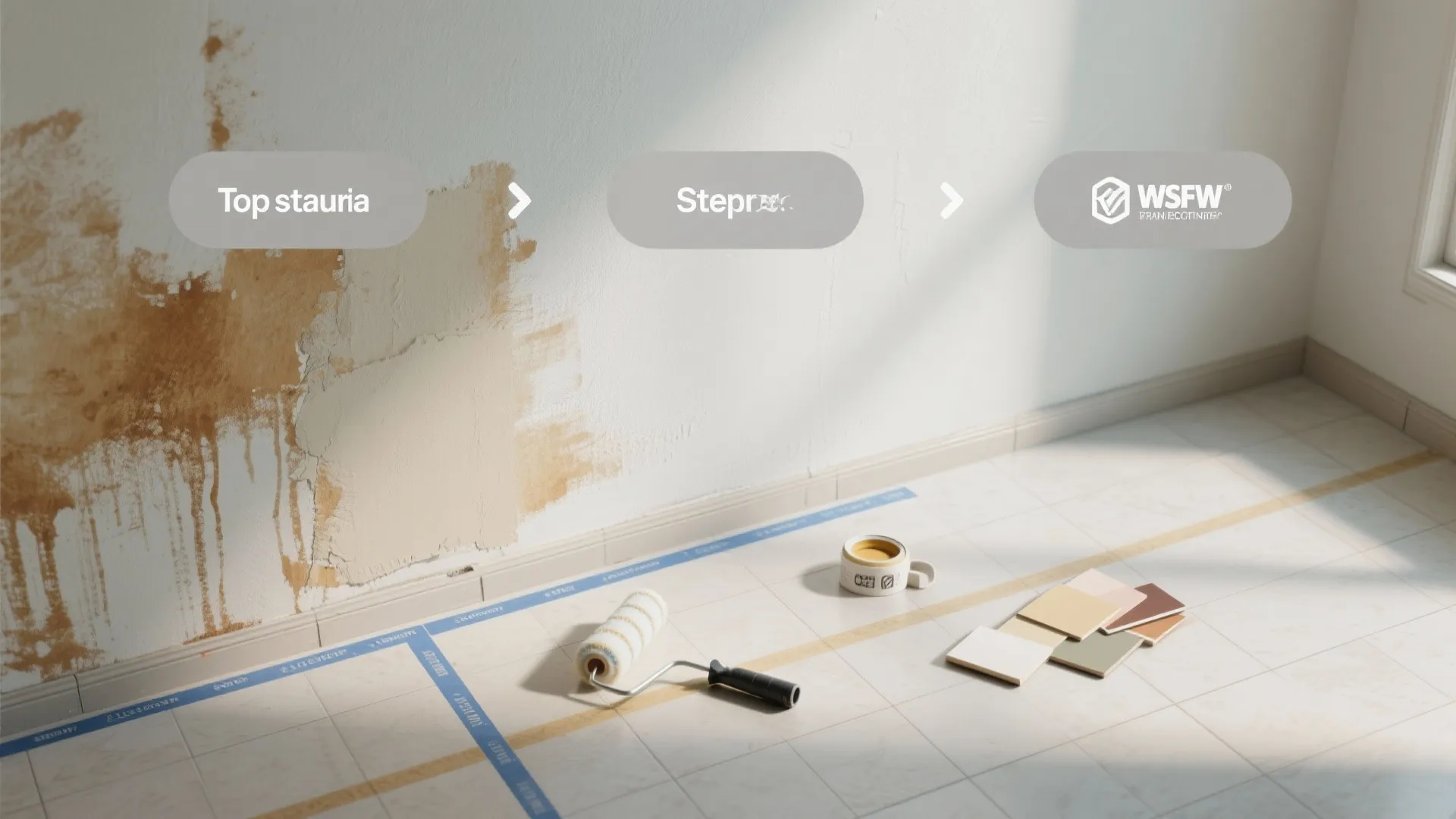 3. Bathroom-grade stain-blocking primer + satin finish