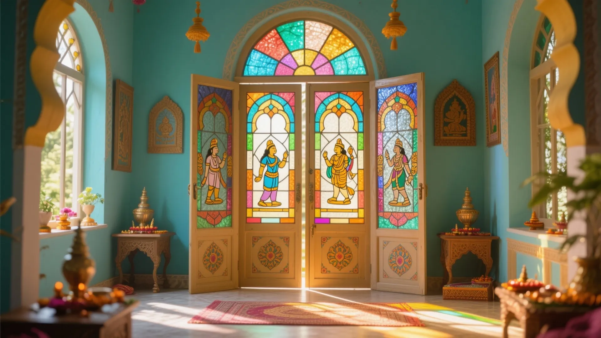 Stained Glass with Spiritual Motifs