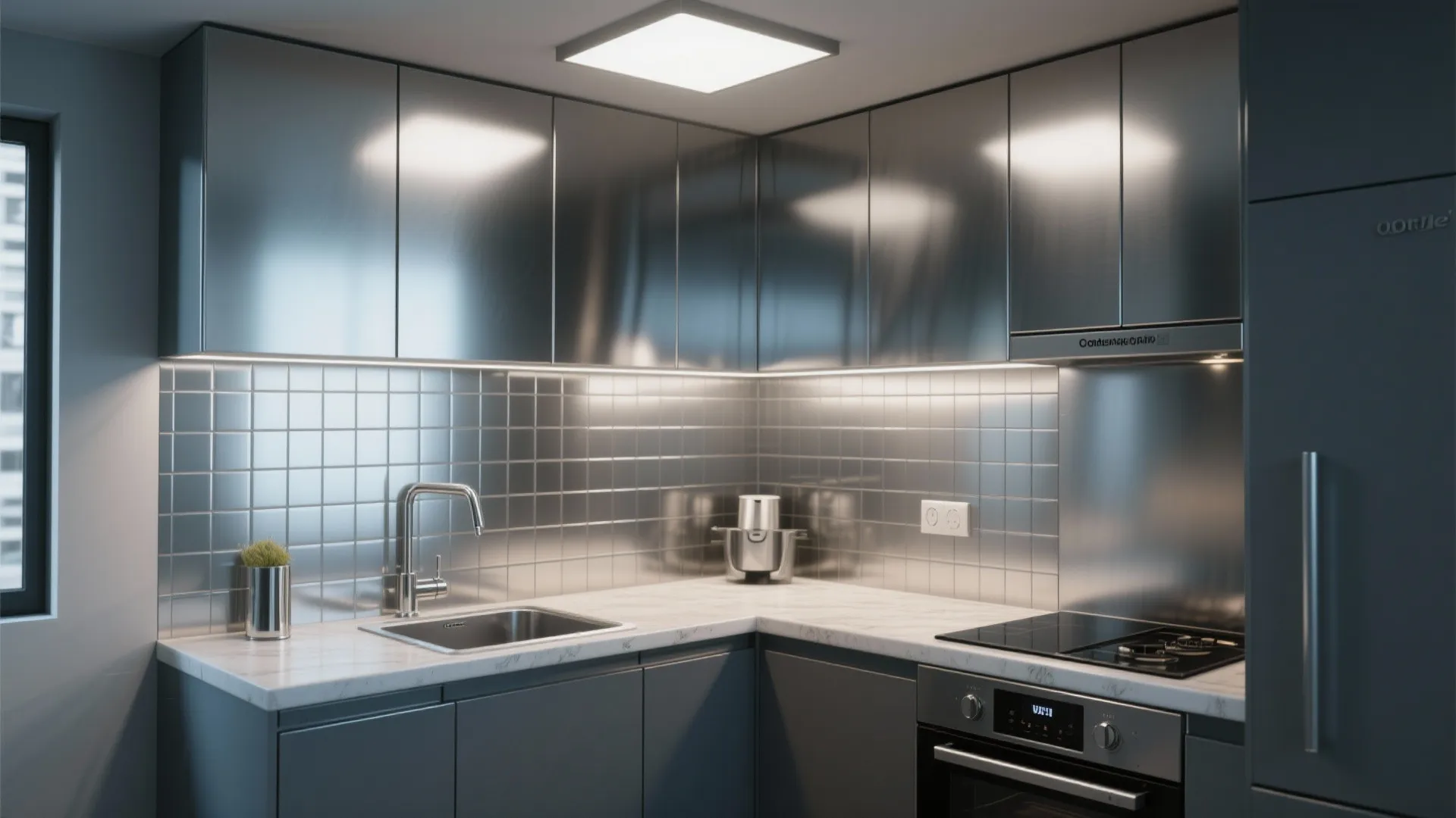 3. Sleek Stainless Steel Panels