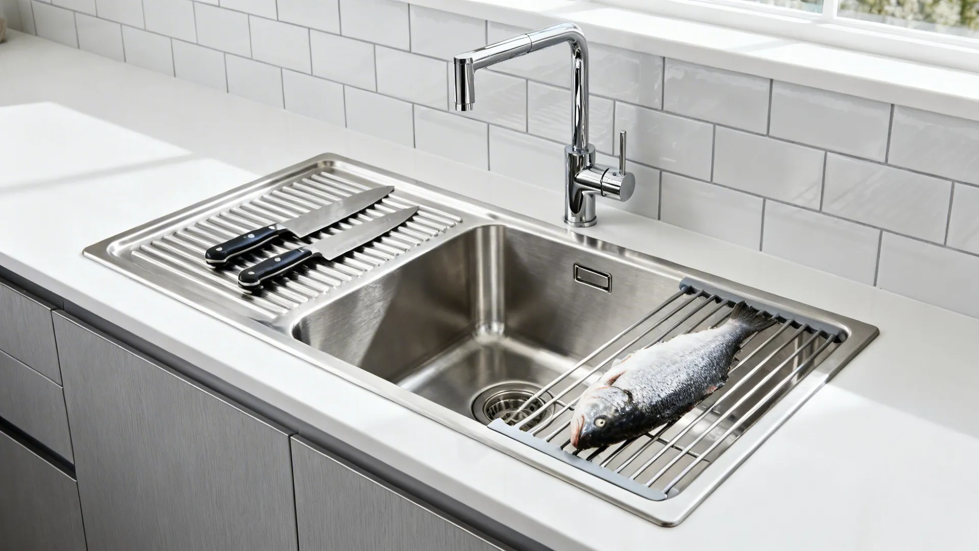 Stainless Undermount with Integrated Drainboard