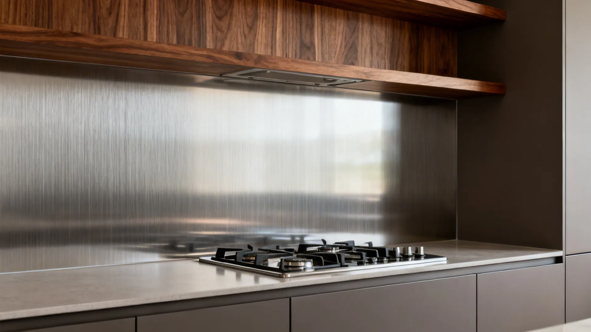 Metal sheets (stainless steel or brushed aluminum) for pro-style durability