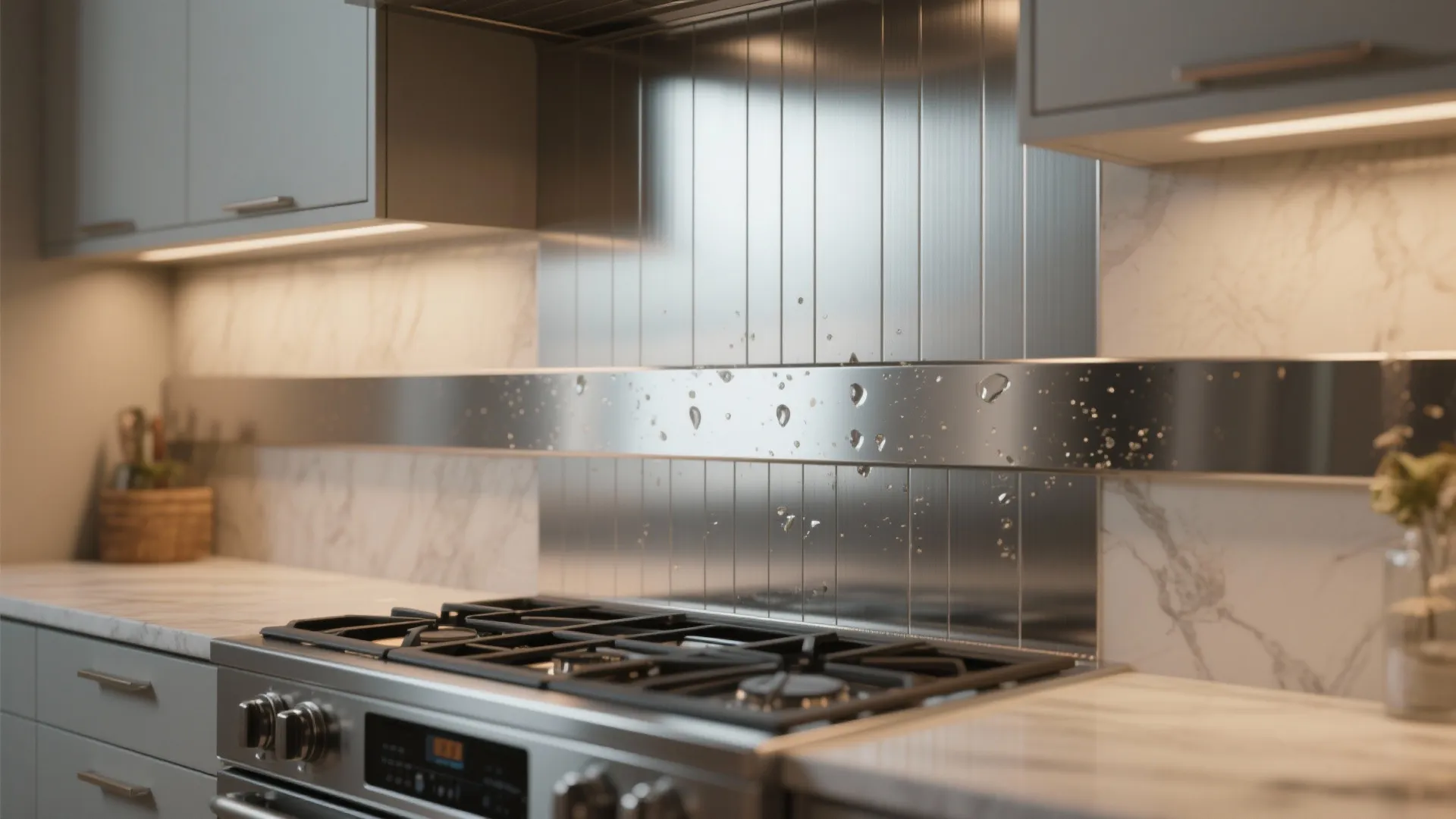 3. Stainless steel strip behind cooktop