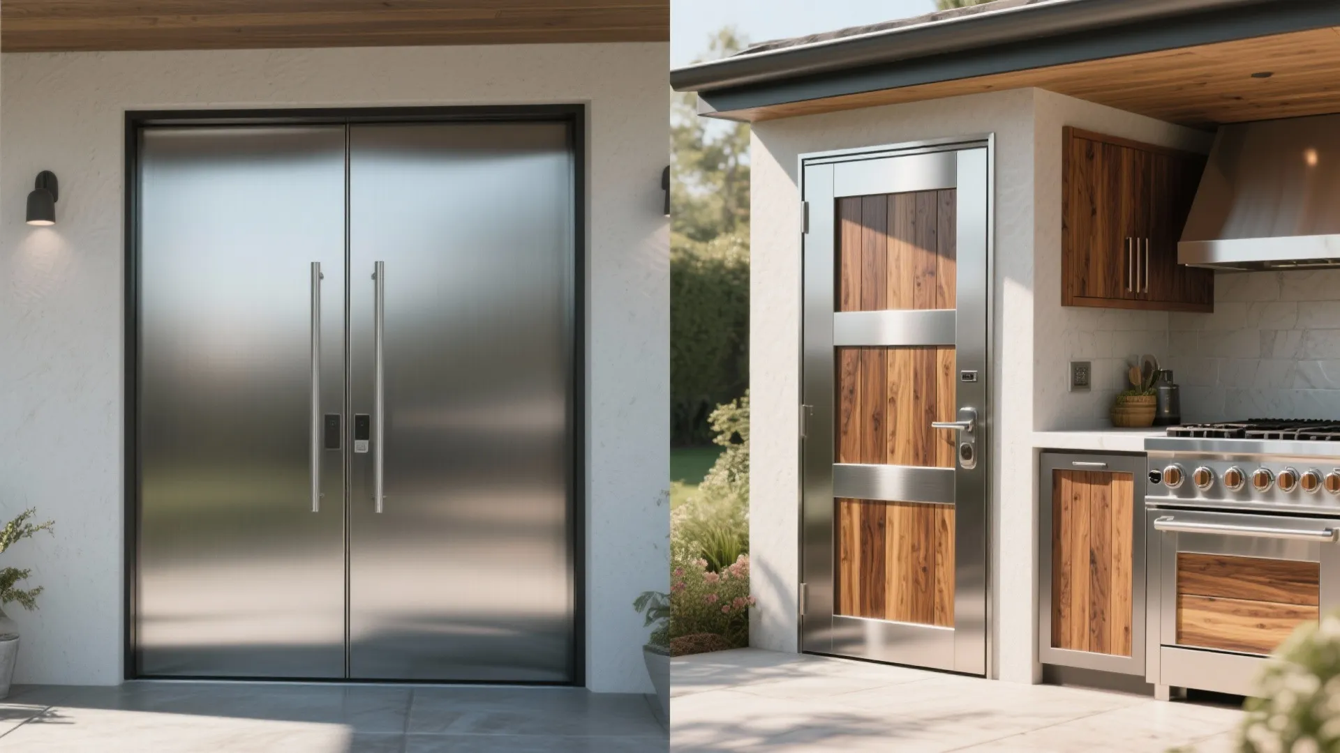 4. Stainless and Teak Combo Doors