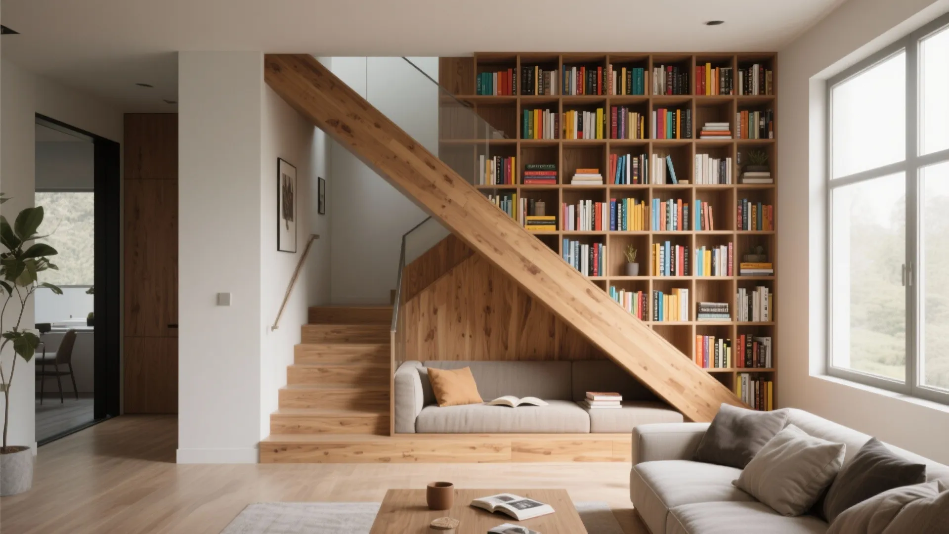 Stairs with Integrated Bookshelves