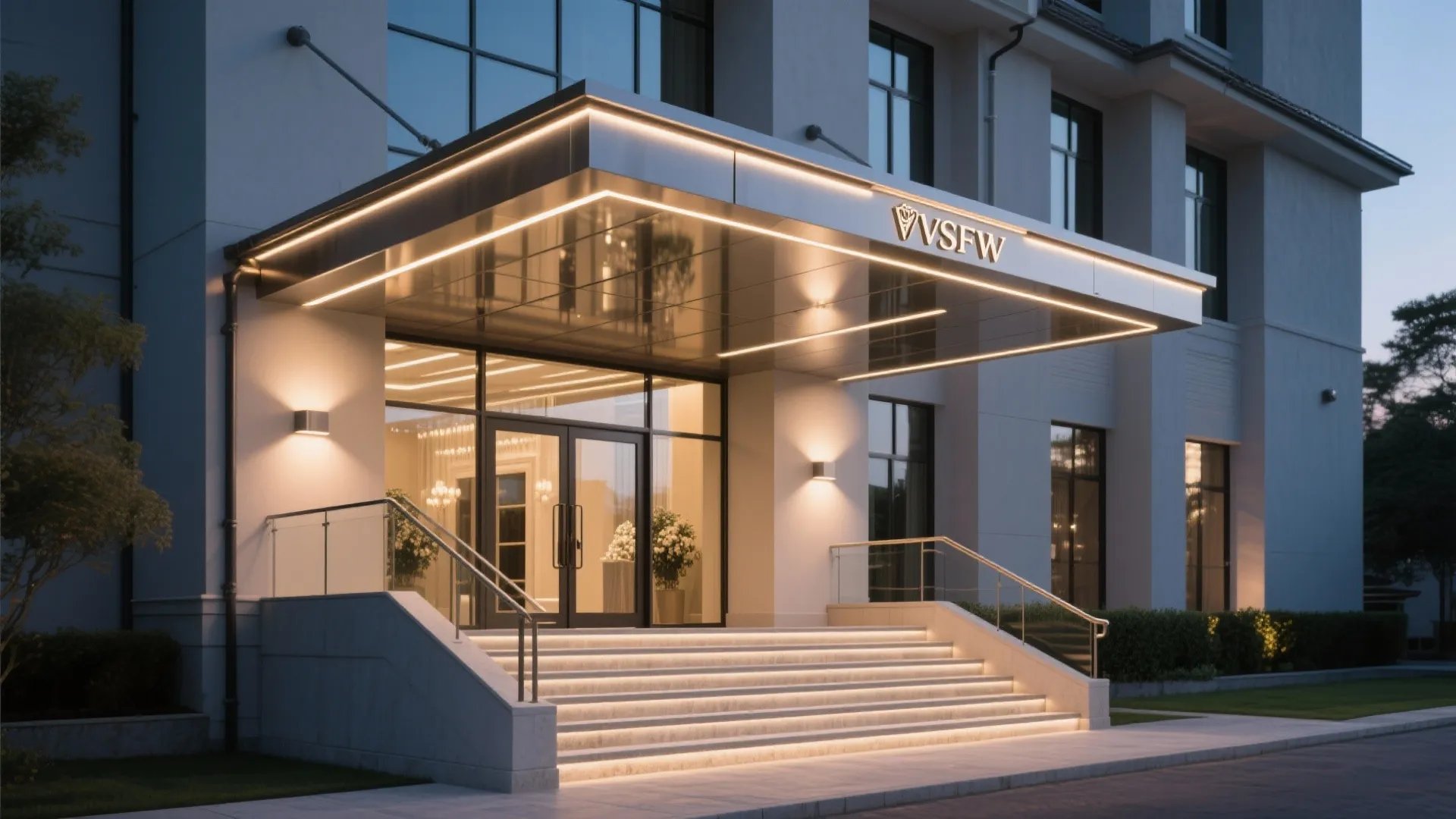 3) Grand staircase canopy with concealed lighting