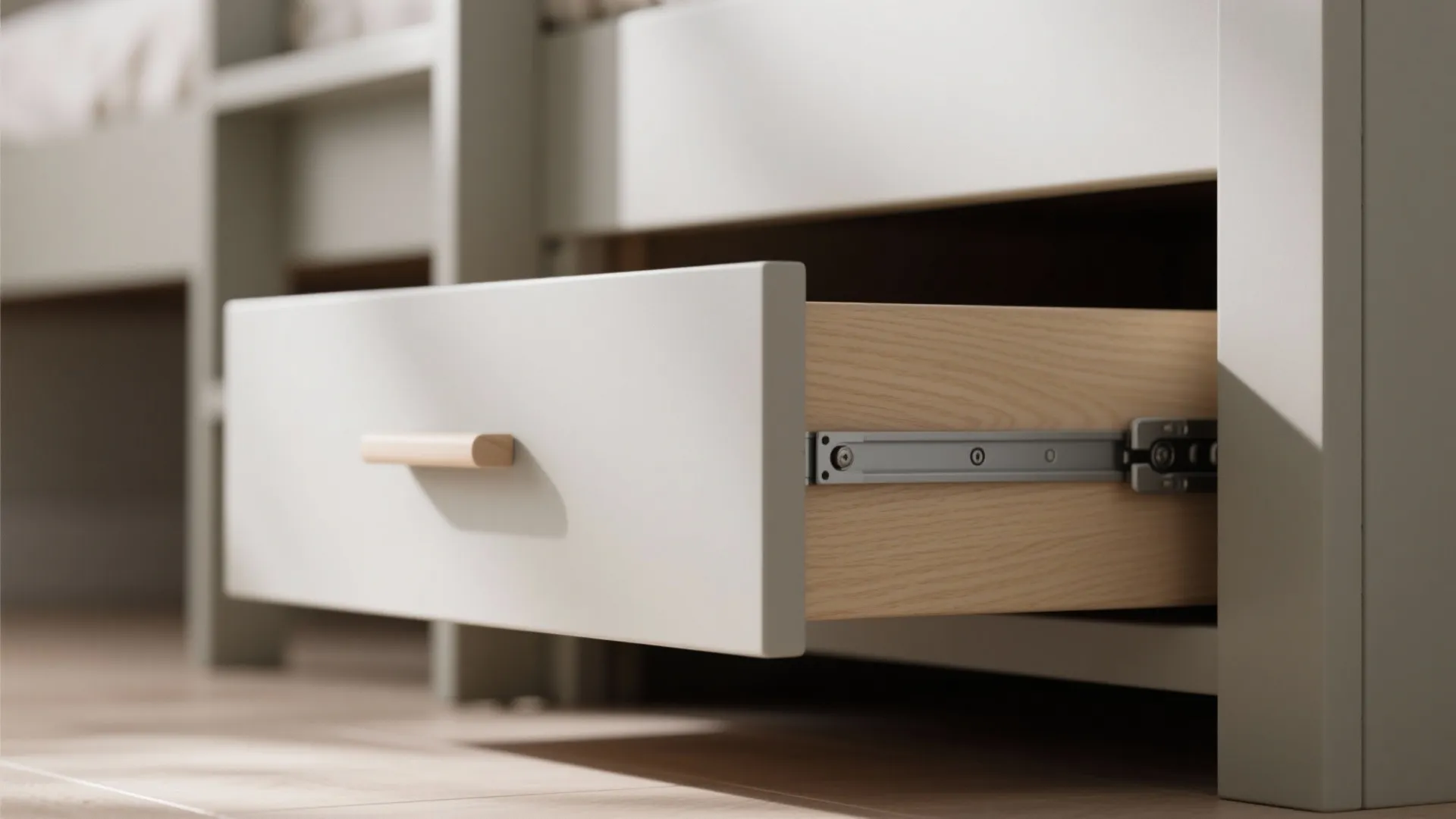 Built-in bunks with under-step storage