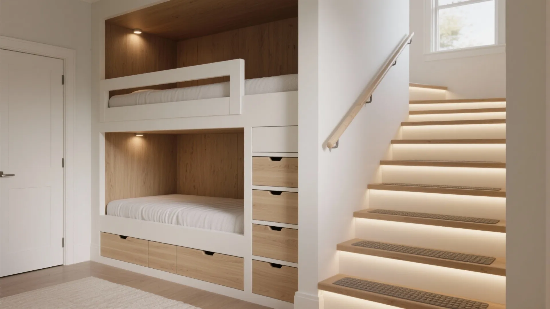 4) Stairs With Built-In Storage (Safer Than a Thin Ladder)