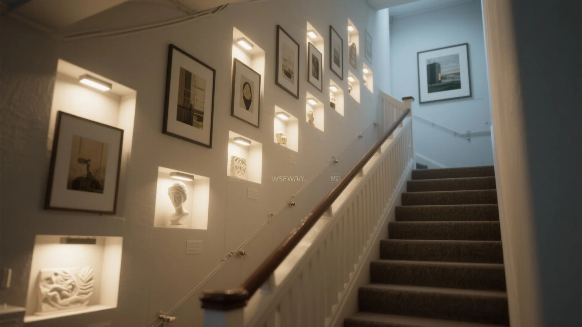 Artful niches and picture lights for sculptural walls