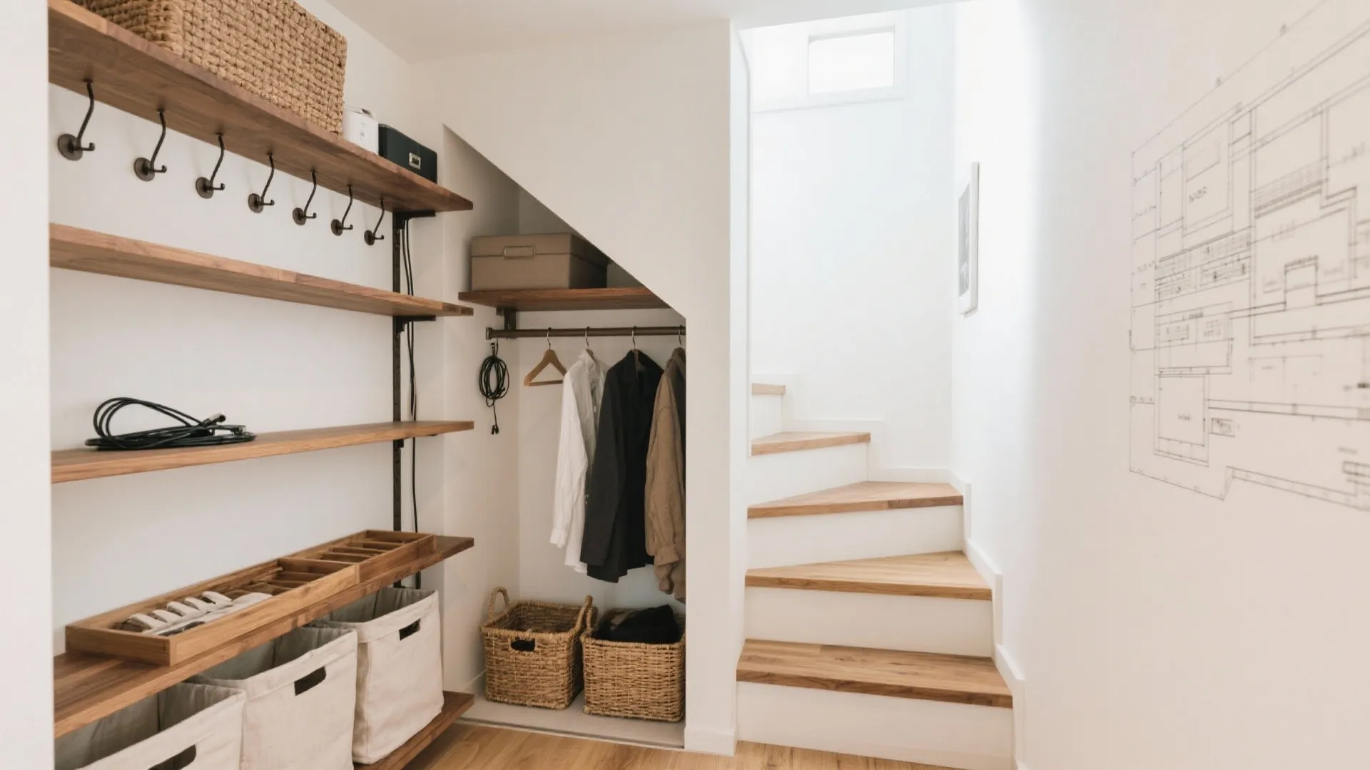 Tips 2: 階段まわりは“通過収納”で滞留ゼロに（収纳技巧・日式风格）