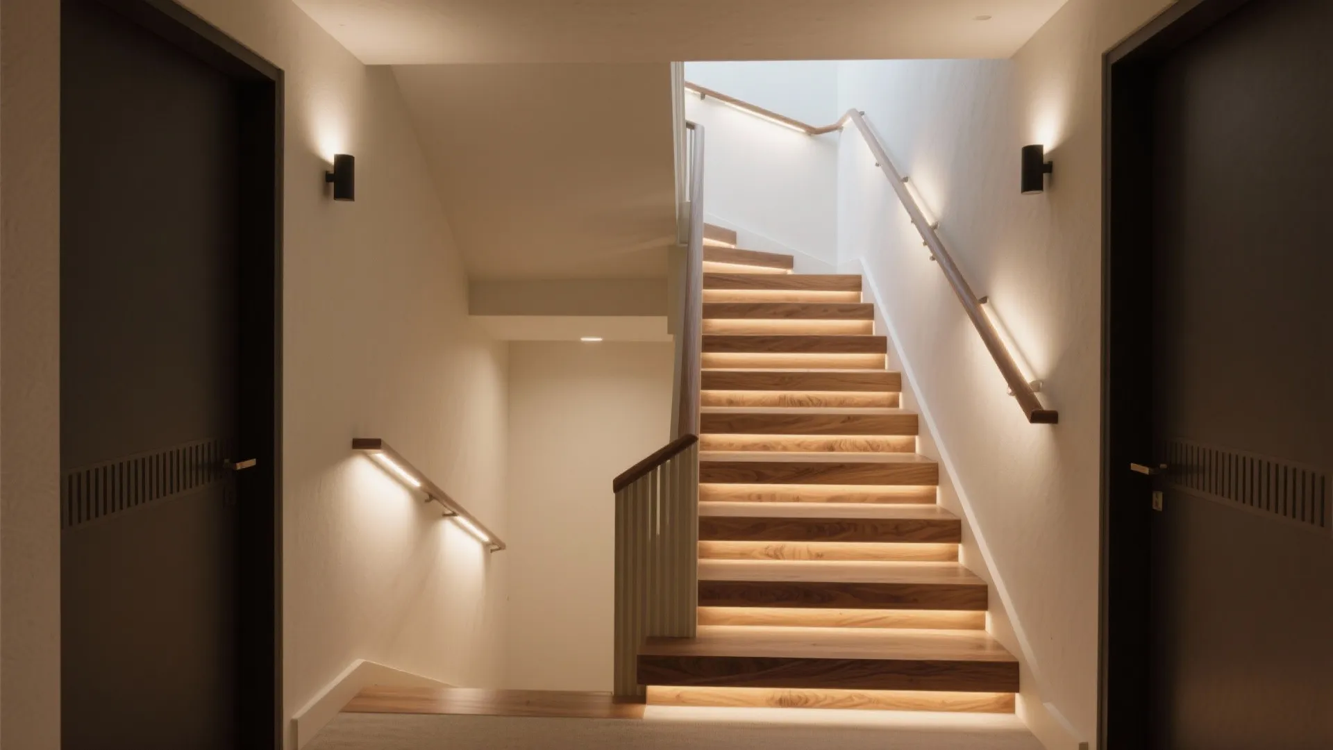 3) Recessed stair wall lights for safe, sculptural steps
