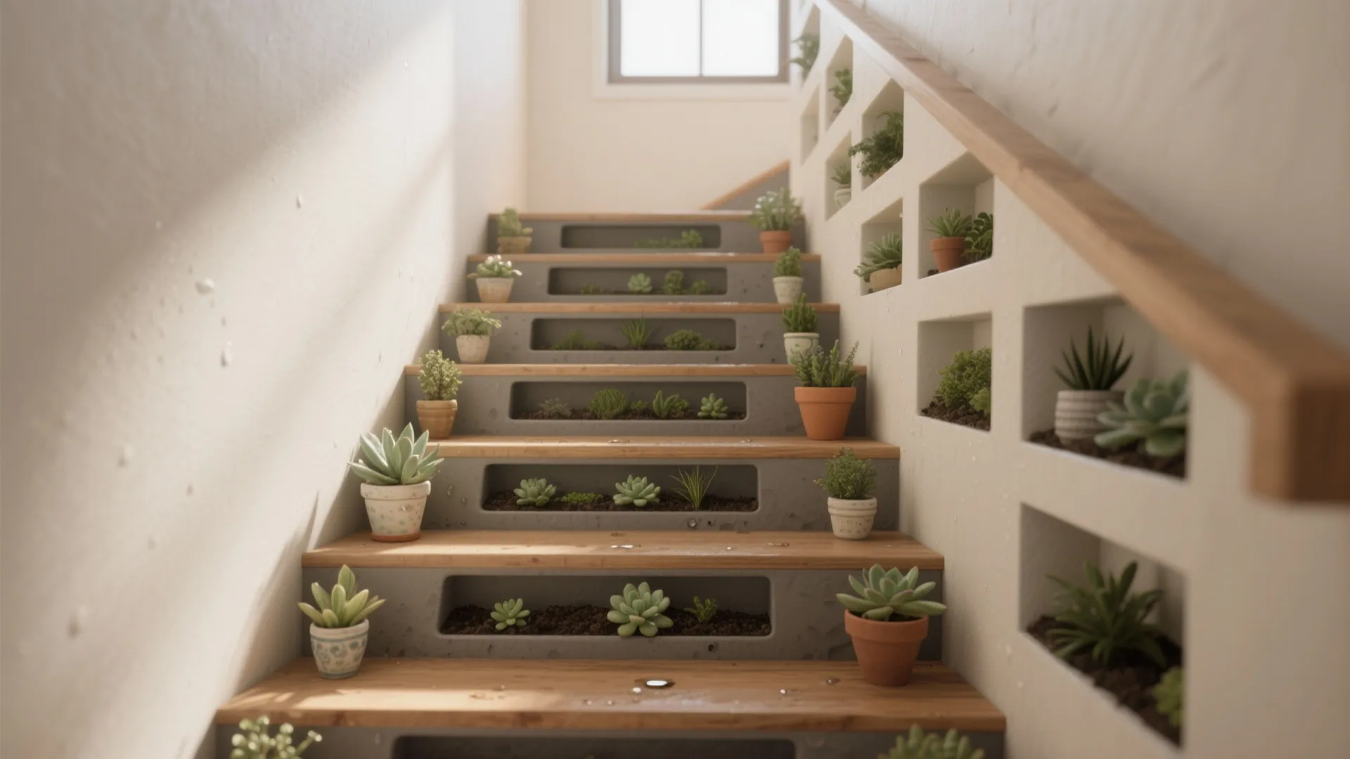 2. Stairs and risers as mini planters
