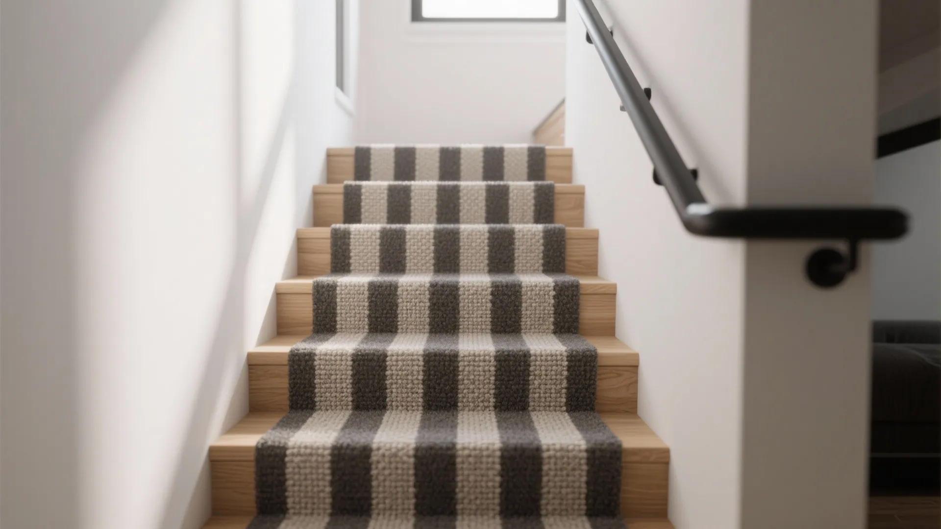 Stair runner with acoustic underlay and tonal contrast