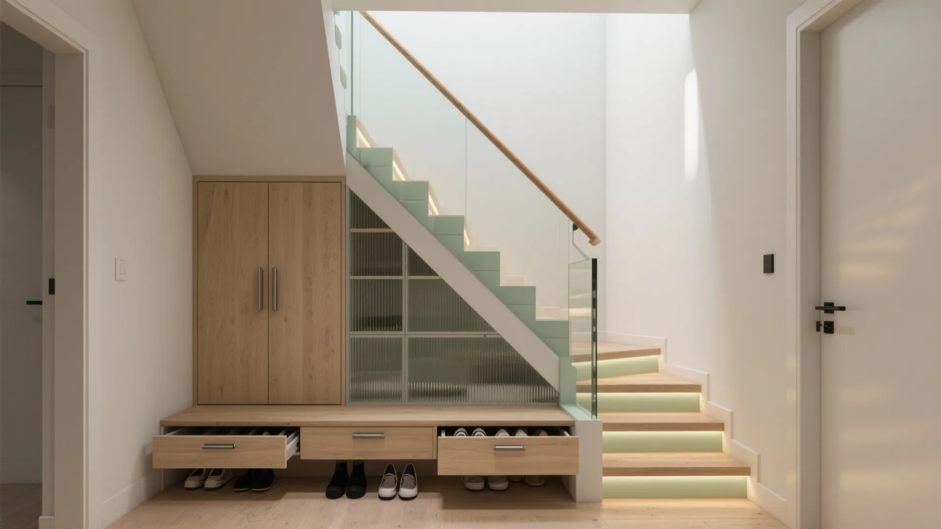 1) A Lightwell Stair That Stores More Than Shoes