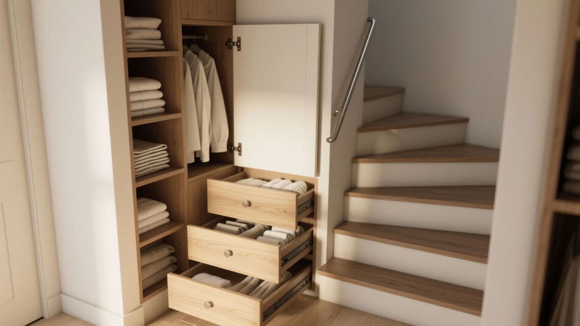 2. Staircase-as-Storage: Trade Risers for Drawers