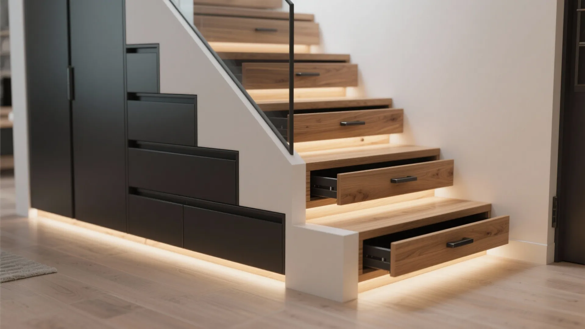 4. Space-Saving Stairs and Storage Integration
