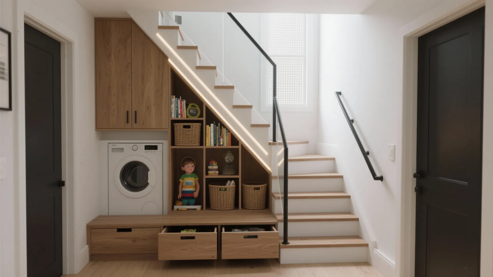 Staircase as a storage spine (and a light shaft)