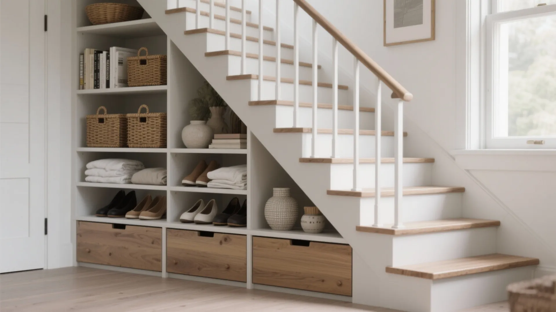 2. Use stairs as storage and display
