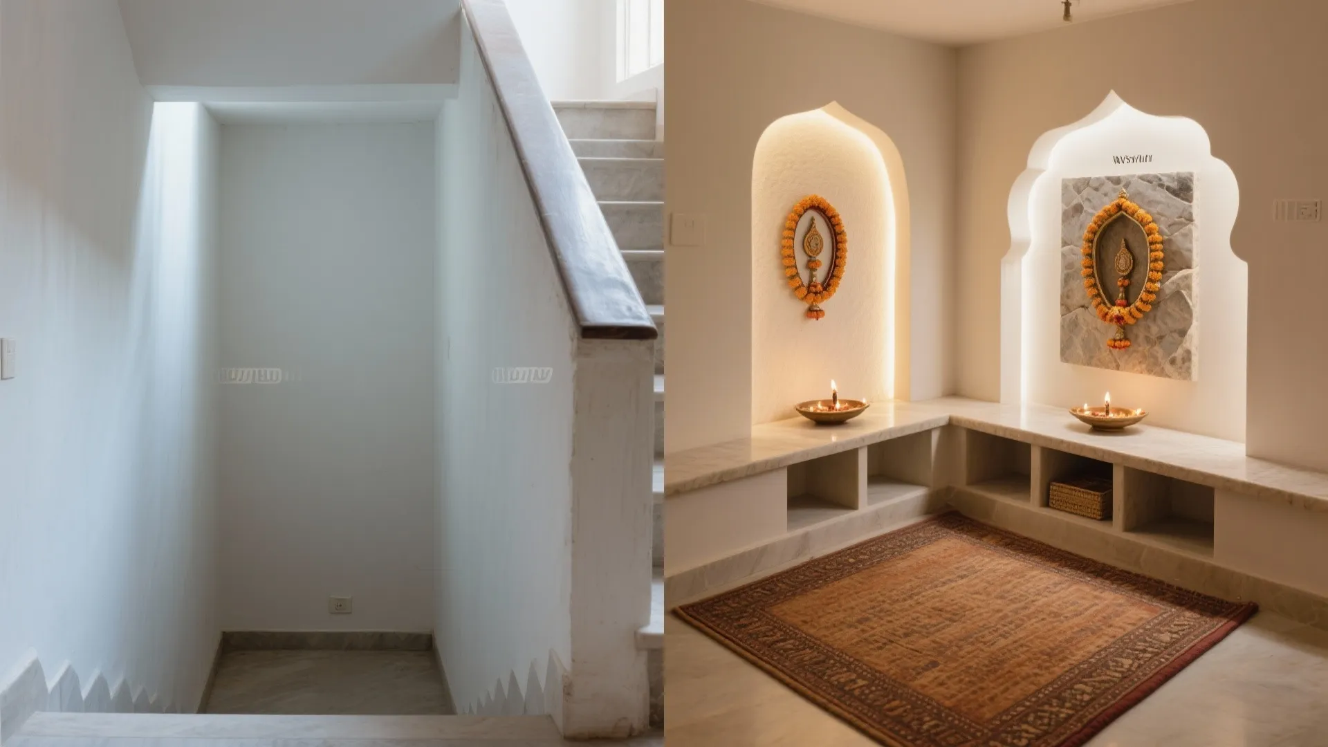 Under-Stair or Corner Pooja Turned Cozy