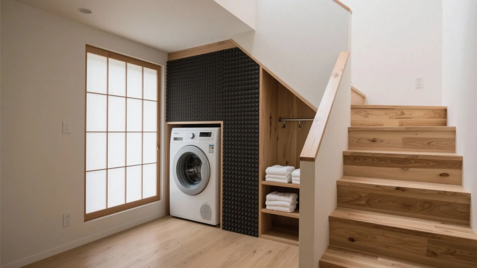 Tips 7: 階段下を“音の裏庭”にする配置（日式風の動線規律で静けさを演出）