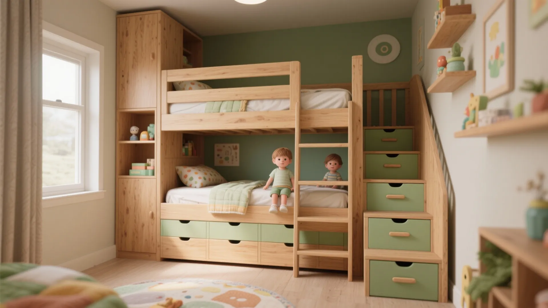 2. Storage Staircase Bunks