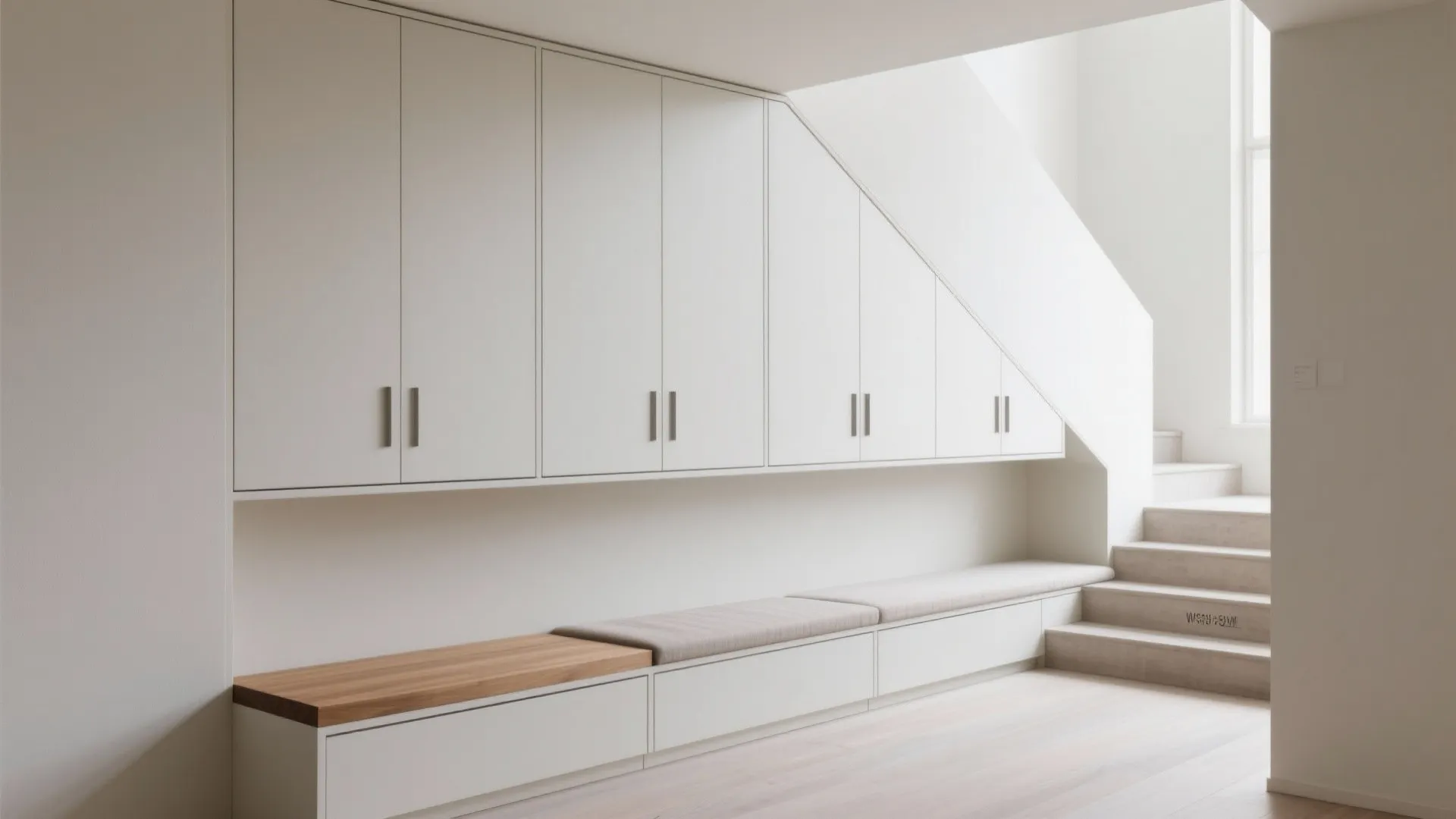 Minimalist Built-Ins on the Stair Front Wall