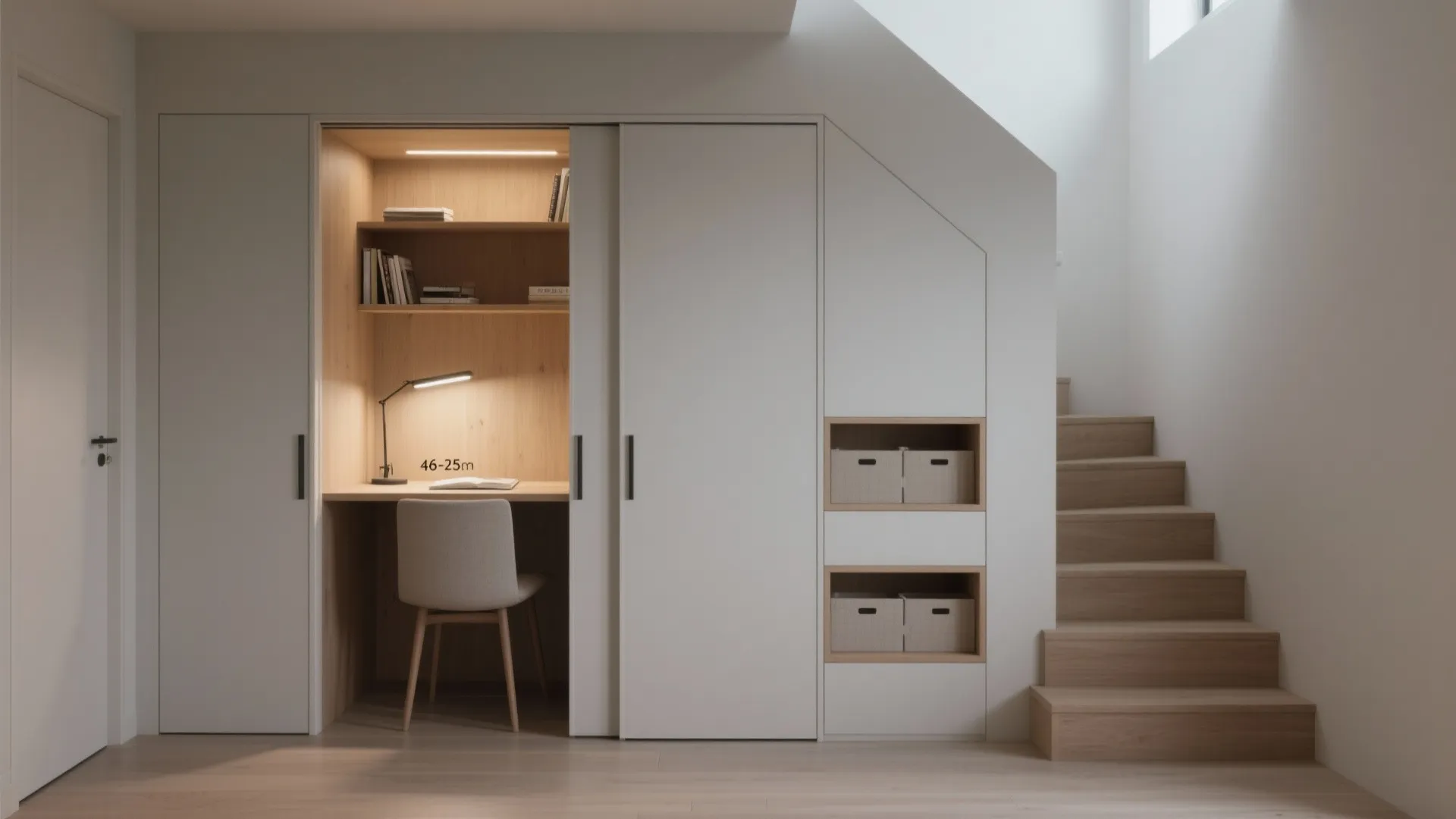 Under-Stairs Built-In Study With Sliding Doors