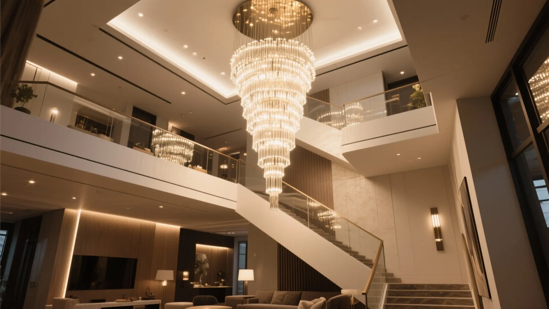 4. Statement Lighting Over Stairs