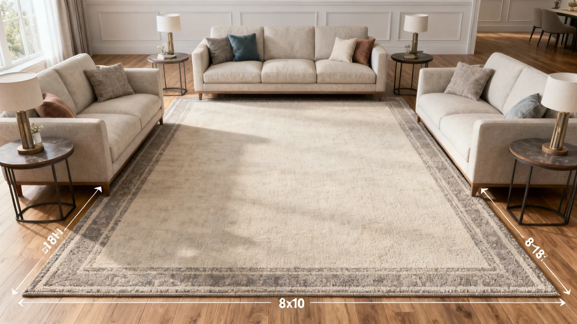 2. The Standard Living Room: Leave Equal Borders