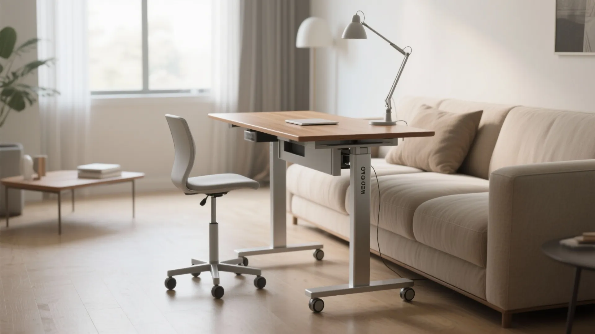 4. Slim standing desk on casters