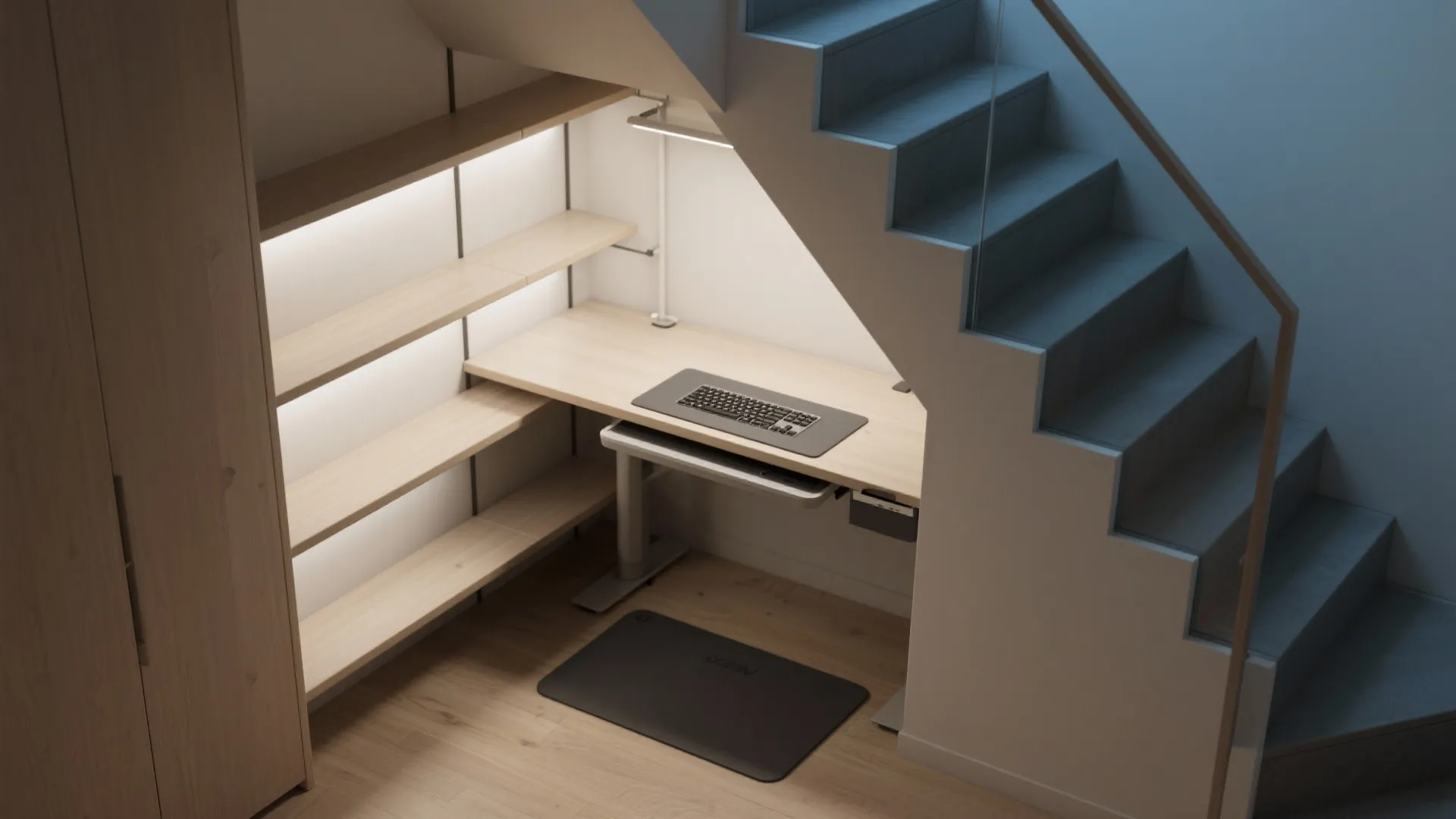 5. Minimal standing nook with smart lighting
