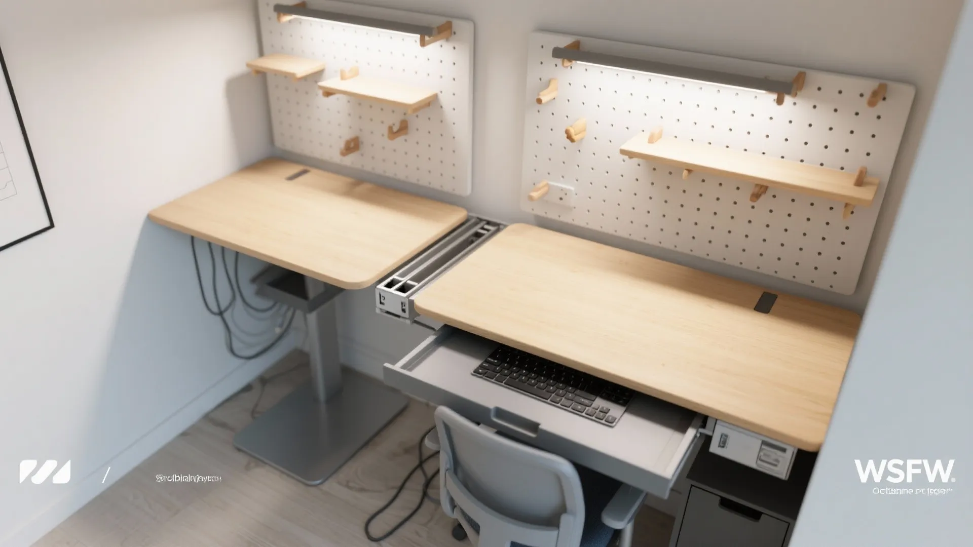 2. Standing-Ready Nook with Pull-Out Keyboard Tray