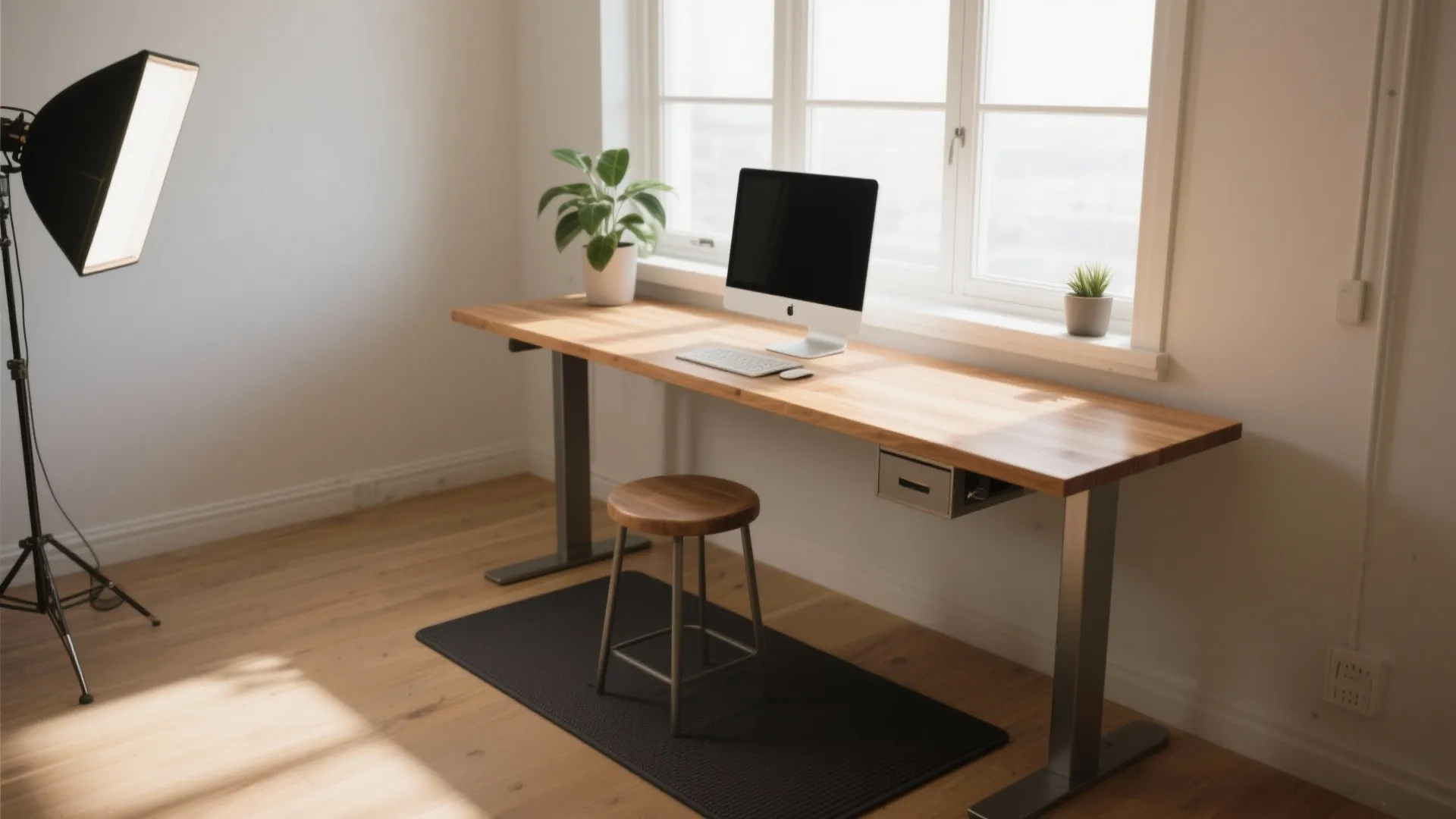 Narrow Standing Desk by the Window