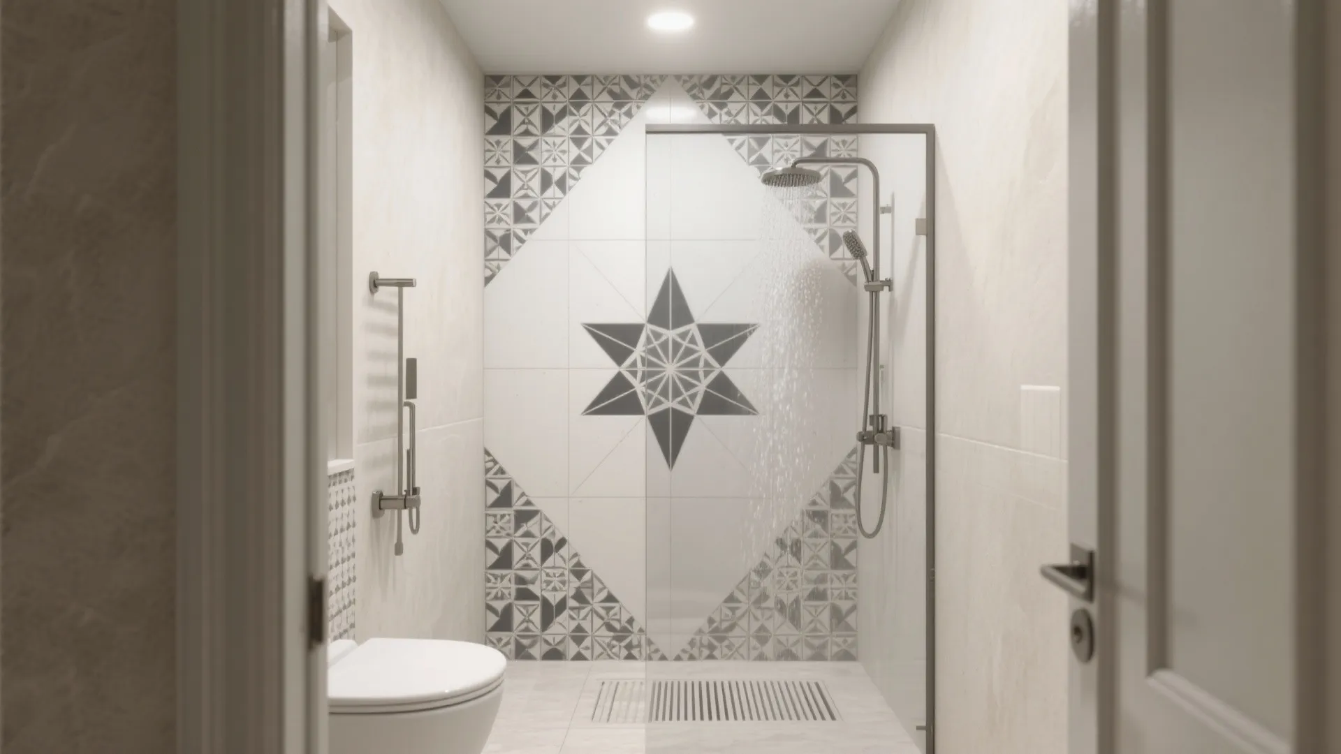 Statement Wall: Star-and-Cross Tiles in the Shower
