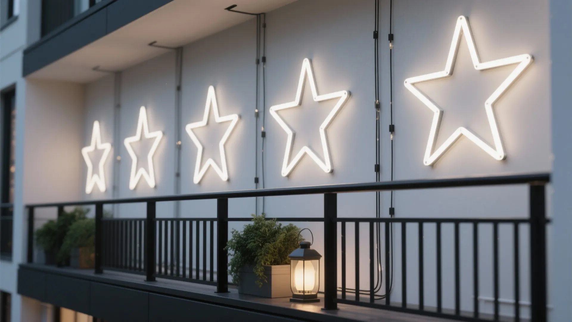 Minimalist Silhouette Stars Along the Railing