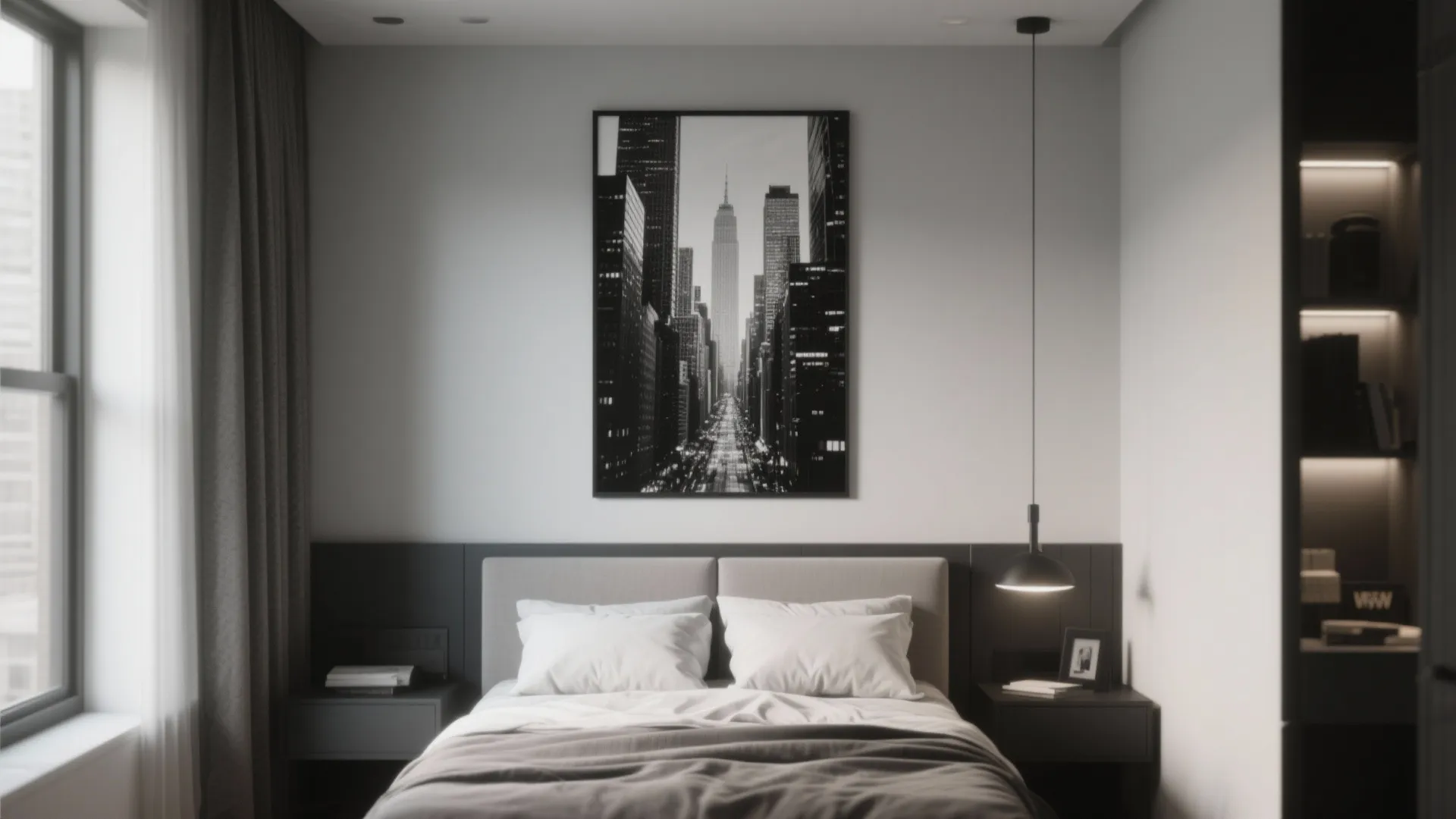 Statement art above the bed