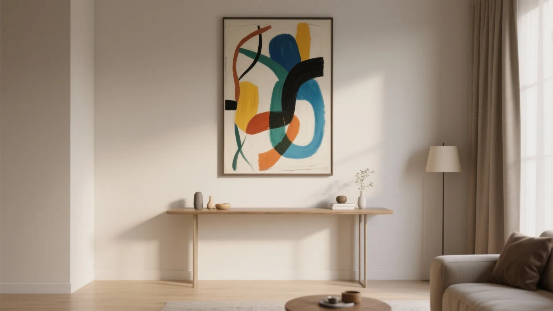 3. Statement Art Above Console