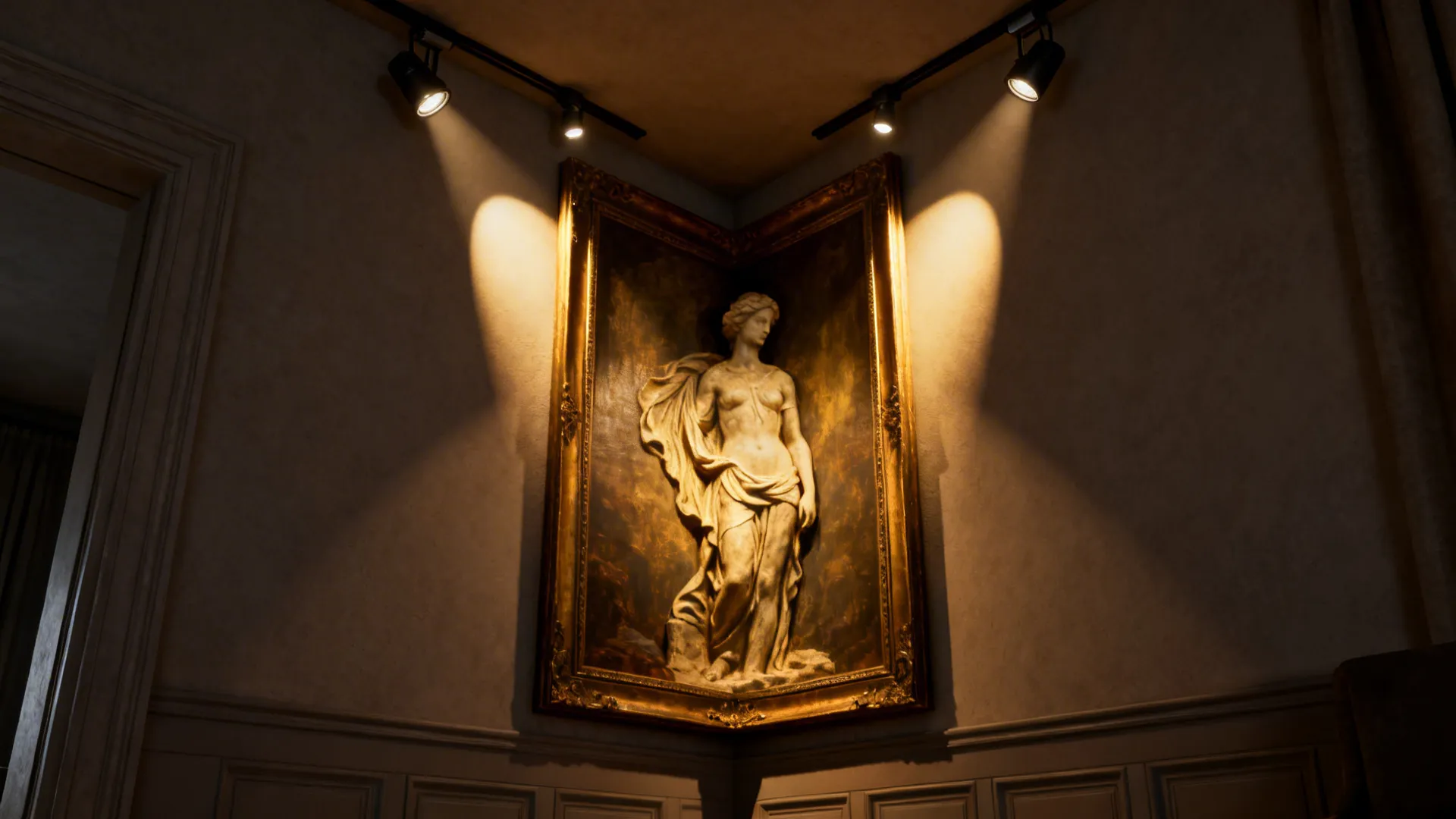 5. Statement Art Corner with Accent Lighting