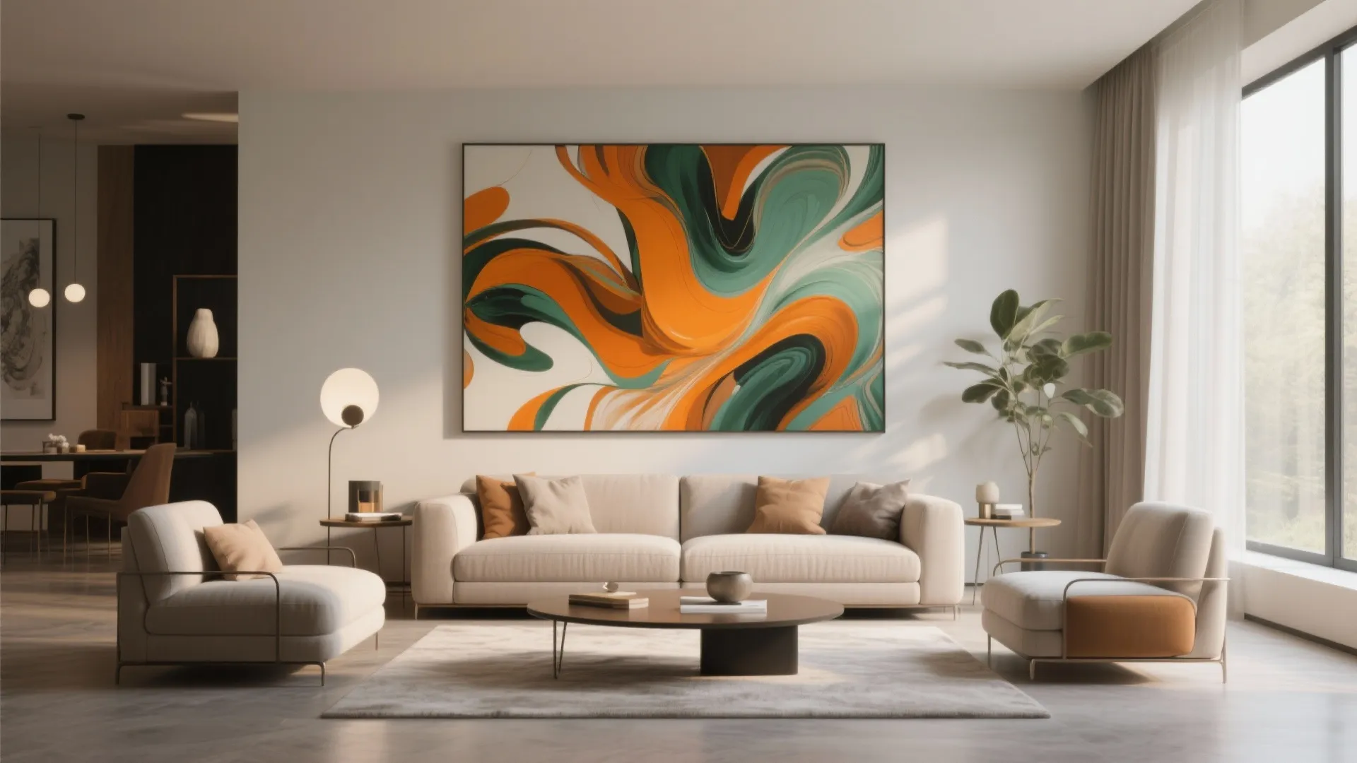 10. Statement Art as a Color Bridge