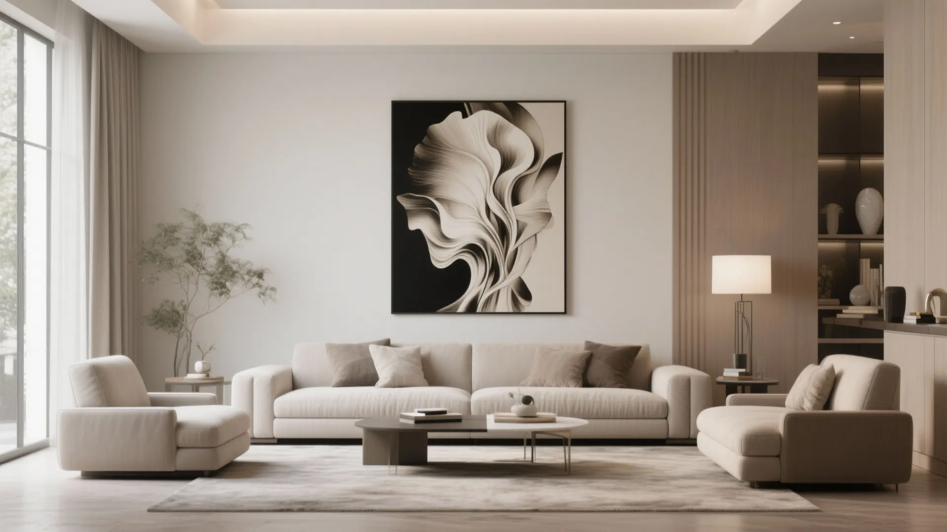 8. Statement artwork above the sofa