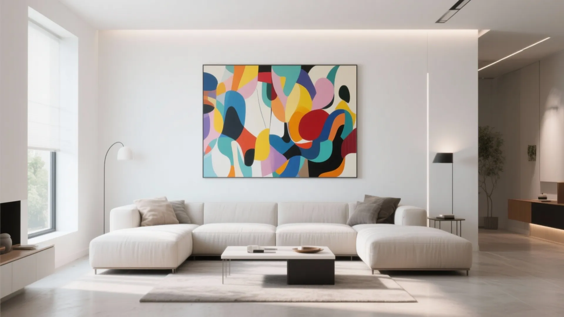 8. Statement Artwork on White Walls