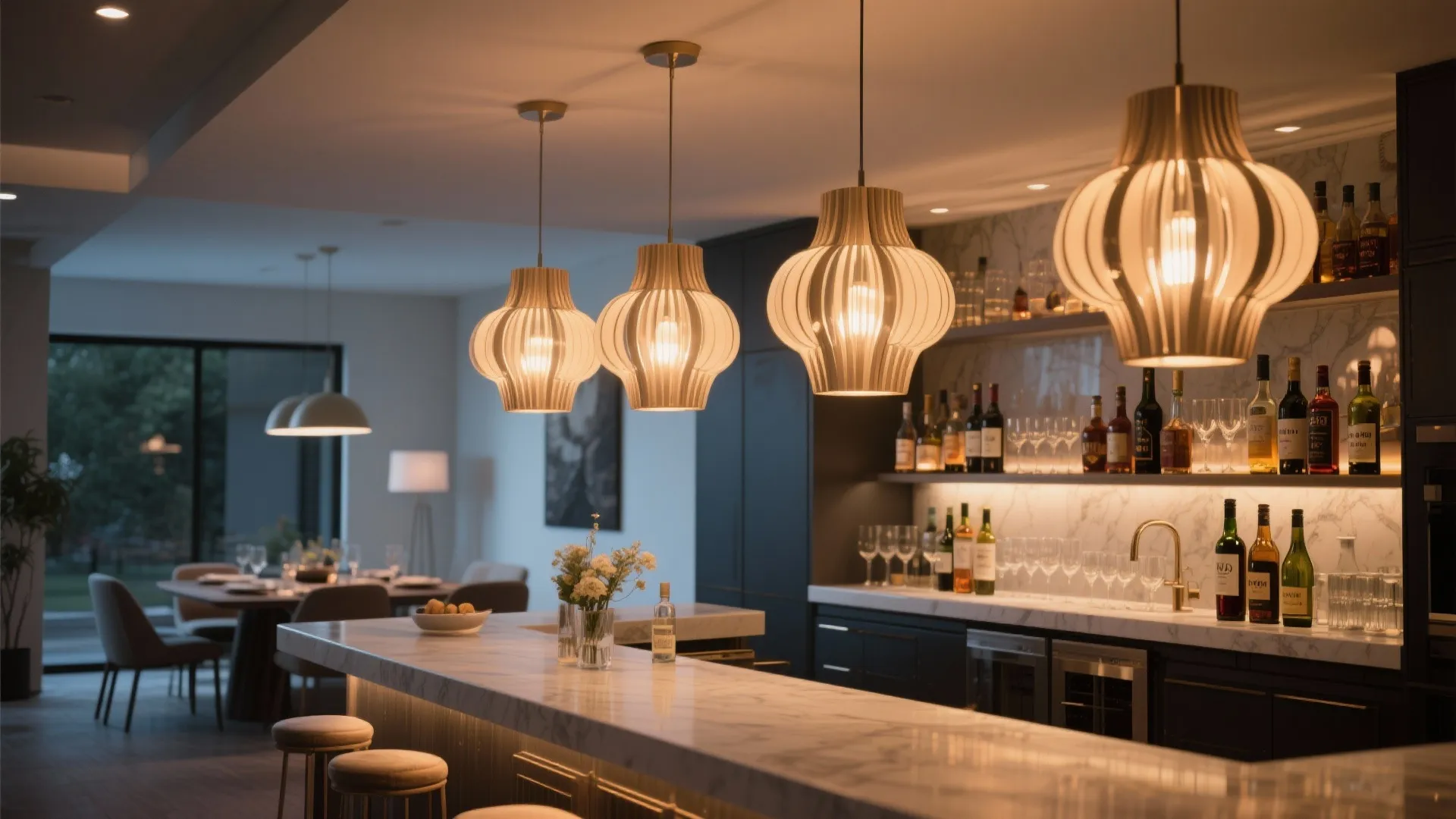 9. Statement Lighting Over the Bar