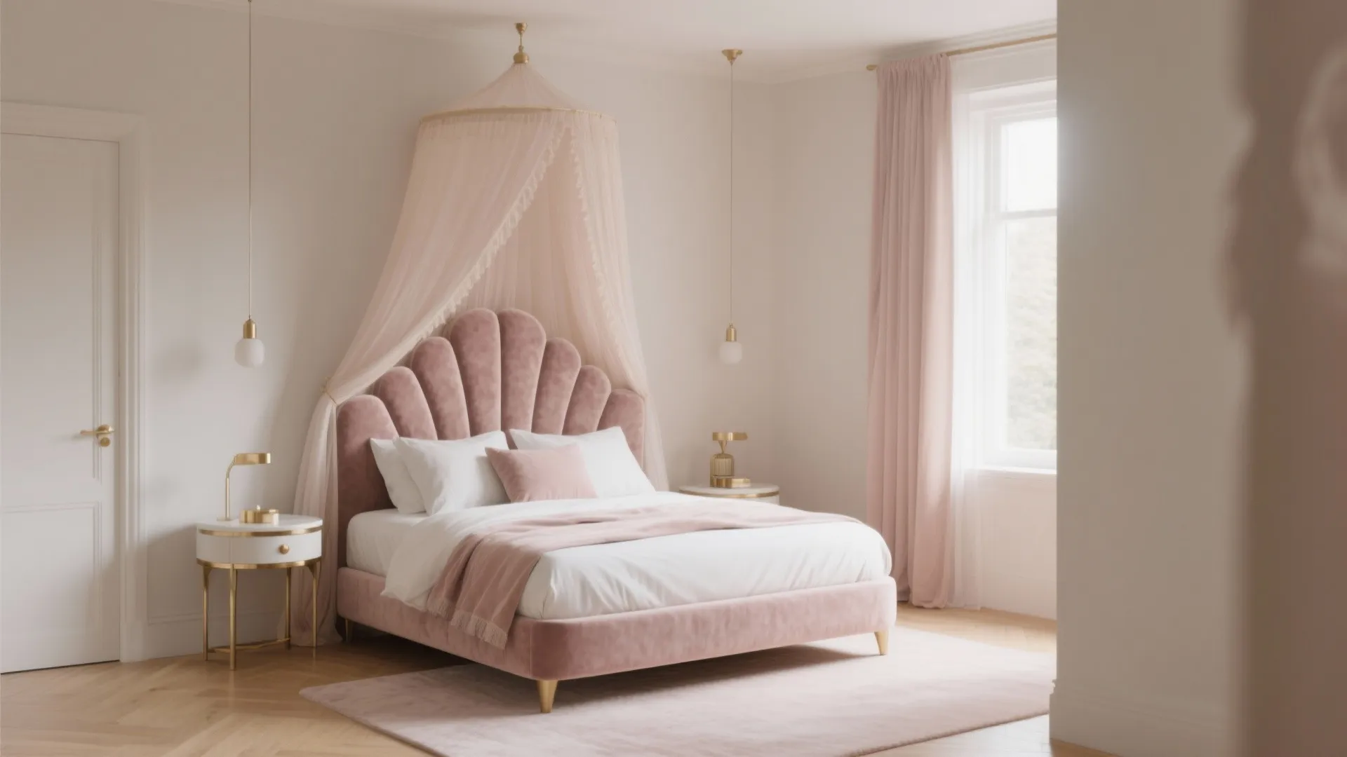 2. A statement bedframe (canopy or curvy headboard)