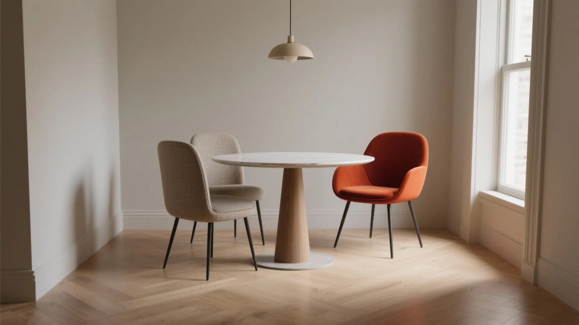 4. Two chairs + one statement chair for balance