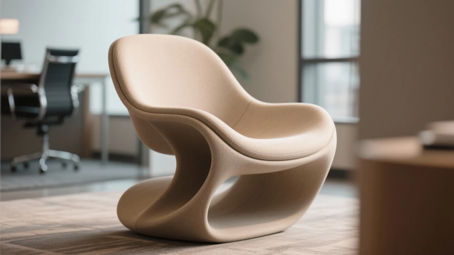 Close-up of a sculptural modern chair as a statement piece