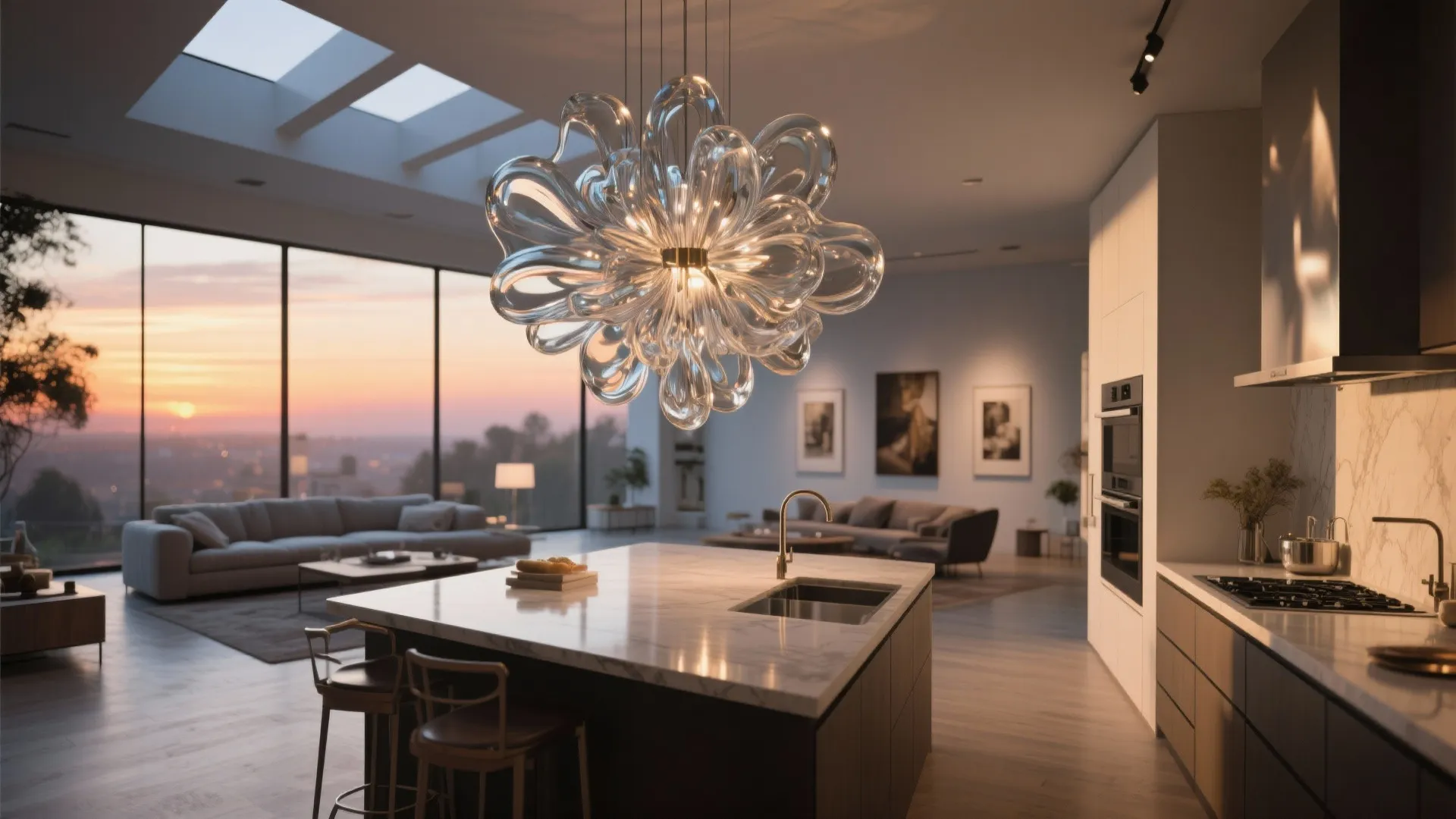 4. Statement chandelier for an open-plan drama